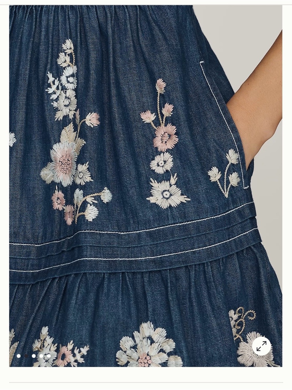 Anthropologie Indigo Blue Embroidered Denim Mini Dress. New with tags. - Picture 10 of 13